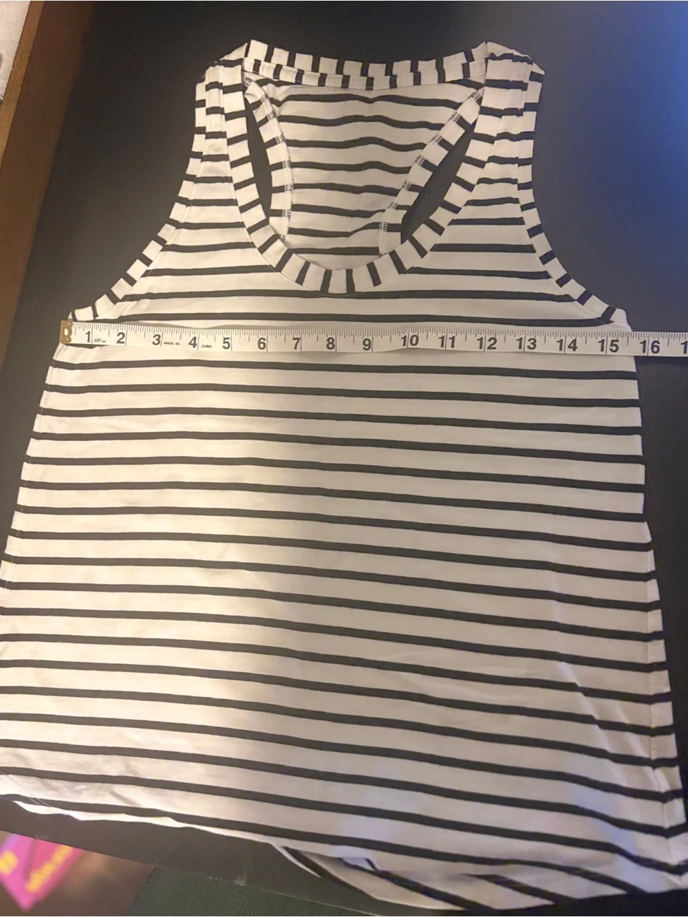 lululemon Love Tank Yachtie Stripe Black White Size 6 Racerback Scoop Neck
